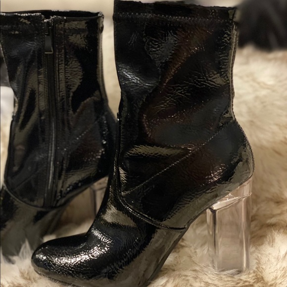 Ankle High Acrylic transparent Heel shine Boots . - Picture 9 of 14